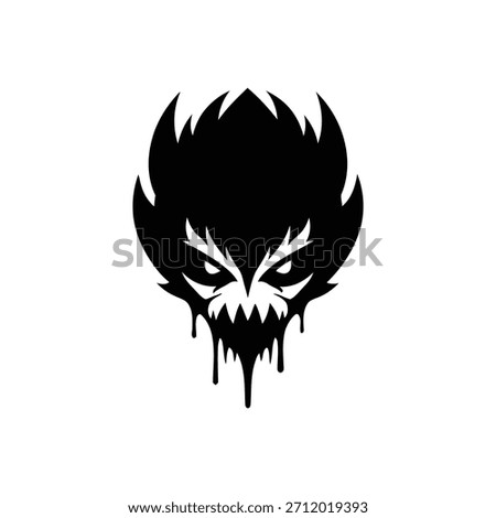 Stylized dripping monster skull logo with menacing eyes and sharp teeth