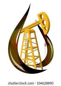 Stylized drop of fossil oil and the pump inside. Vector illustration.