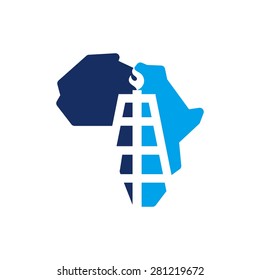 Stylized drop of fossil oil and the pump oil drilling inside. Vector illustration