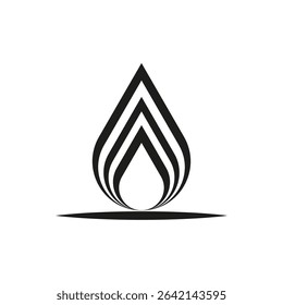 Stylized drop shape. Center triangle form. Dark outline symmetry. Vector teardrop concept.