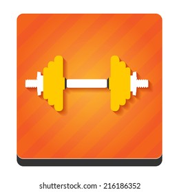 Stylized dumbbell icon with shadow - isolated on white background. Vector illustration.