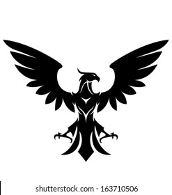 stylized eagle. Black over white - vector illustration