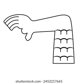 Stylized eagle claw. Bird of pray leg with talons. Ethnic animal design of Maya Indians. Black and white linear silhouette.