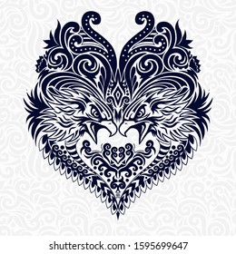 Stylized eagle floral in ethnic vector can be used for t-shirt, tattoo, 