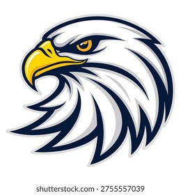 Stylized Eagle Head Emblem with Yellow Beak and Orange Eye