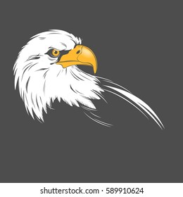 Stylized eagle head illustration on a dark background