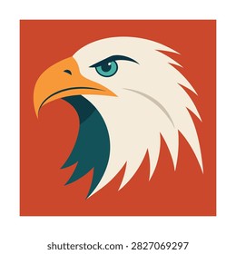 Stylized eagle head profile with sharp lines on a solid burnt orange square background