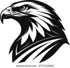Stylized eagle head silhouette logo graphic design isolated on