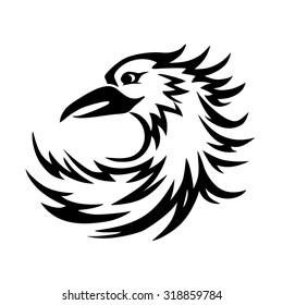 Stylized Eagle head tattoo. Black and white vector illustration, EPS 8