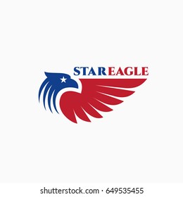 Stylized eagle logo template design. Vector illustration.