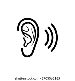 Oído estilizado con ondas de sonido