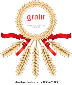 Stylized ears of wheat, label