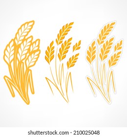 Stylized ears of wheat on white, agricultural vector illustration