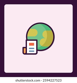 Stylized Earth Globe with Newspaper Icon for Global Affairs Concept
