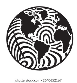 a stylized earth line art