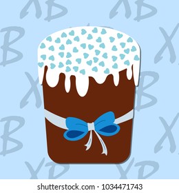 stylized Easter cake with a blue bow