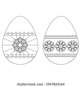 Stylized Easter eggs with a doodle pattern on a white background. Anti-stress Coloring Book page for Children