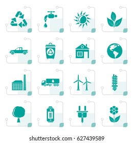 Stylized ecology and environment icons - vector icon set