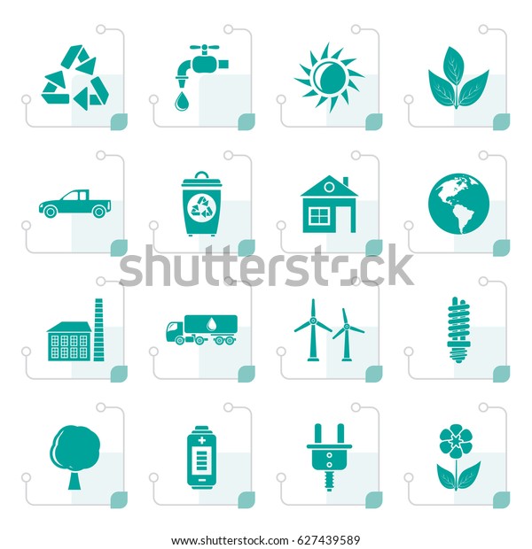 Stylized\
ecology and environment icons - vector icon\
set