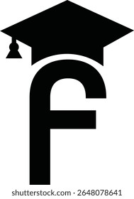 Tipografia educacional estilizada com letras minúsculas e maiúsculas cobertas com bonés de graduação acadêmicos, simbolizando o aprendizado moderno e design acadêmico criativo, carta do chapéu educacional