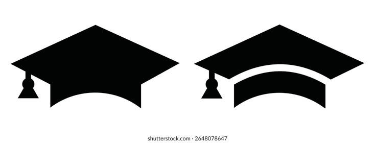 Stylized educational typography featuring lowercase and uppercase letters topped with academic graduation caps, symbolizing modern learning and creative academic design.