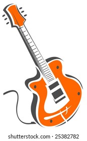 Stylized electric guitar isolated on a white background.