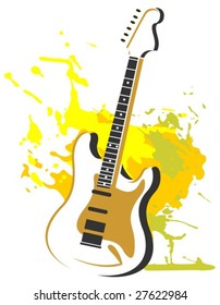 Stylized electric guitar isolated on a grunge background.