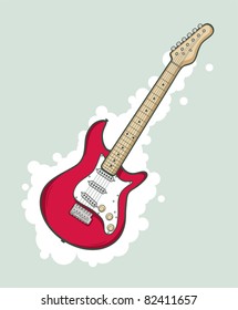 Stylized electric guitar in pink color