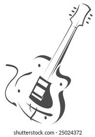 Stylized electric guitar silhouette isolated on a white background.