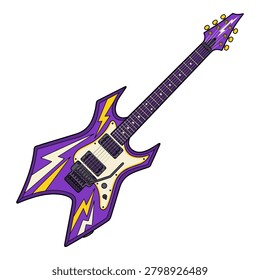 Stylized electric guitar with a vibrant lightning pattern, representing music and rock and roll.