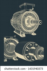 Stylized electric motor drawings vector illustration