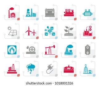 Stylized Electricity and Energy source icons - vector icon set