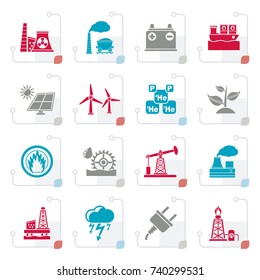 Stylized Electricity and Energy source icons - vector icon set