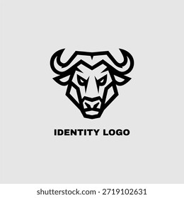 Modelo de logotipo elegante cabeça de búfalo. Logotipo de búfalo mascote vetor ilustração inspiração design
