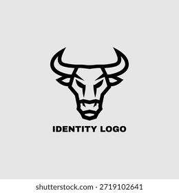 Elegante Plantilla de logotipo de cabeza de toro estilizado. Inspiración de diseño de Ilustración vectorial de mascota de logotipo de toro