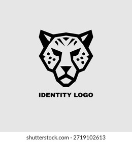 Stylized Elegant Cheetah Head Logo Template. Cheetah logo mascot vector illustration design inspiration