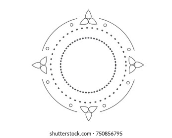 Stylized elegant simple flat mandala icon design. Bohemian image with floral and leafs elements. Ideal use for greeting cards, wedding decoration, branding detail and much more. Modern and thin lined.