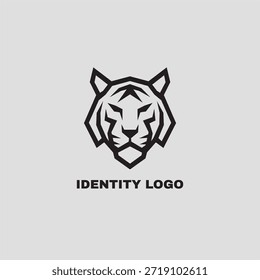 Stylized Elegant Tiger Head Logo Template. Tiger logo mascot vector illustration design inspiration