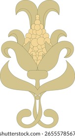Elegante flor de Vector estilizada con hojas.