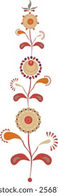 Stylized elements in the form of flowers, reminiscent of ancient Russian northern painting.