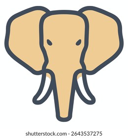 Stylized elephant faces forward digital illustration design
