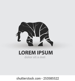 Stylized elephant logo. Creative artistic icon concept. Vector illustration.