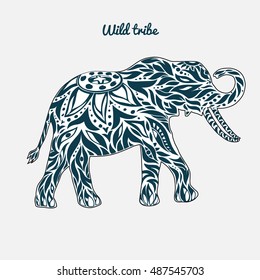 stylized elephant silhouette rich ornate with decorative design elements
