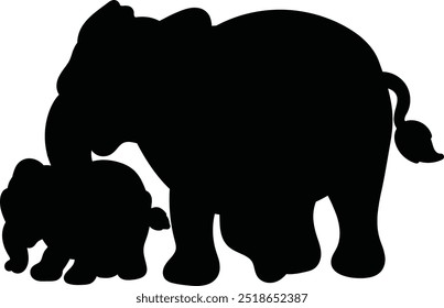 Stylized elephant silhouettes in black and white, ideal for animal-themed branding and merchandise