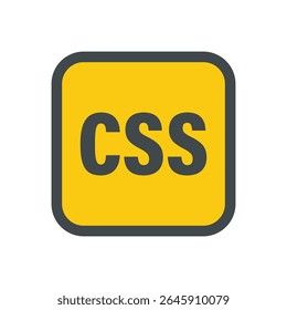 A stylized emblem dominates the composition, featuring a square with rounded corners. The square is filled with a vibrant, sunny yellow color, creating a sense of warmth and energy.