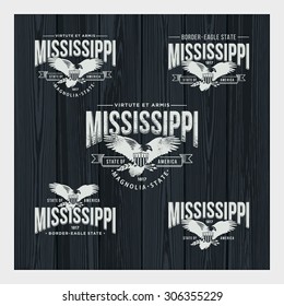 Stylized emblem of Mississippi with an eagle the black