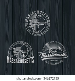 Stylized emblem of the state Massachusetts black
