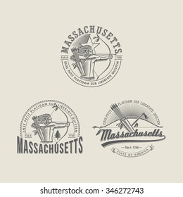 Stylized emblem of the state Massachusetts white
