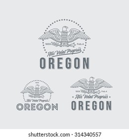 Stylized emblem of the State Oregon, white