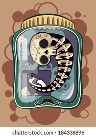 Stylized embryo in a flask. Embryo in a flask . Vector illustration